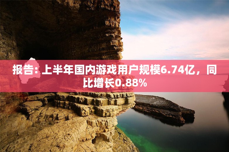 报告: 上半年国内游戏用户规模6.74亿，同比增长0.88%