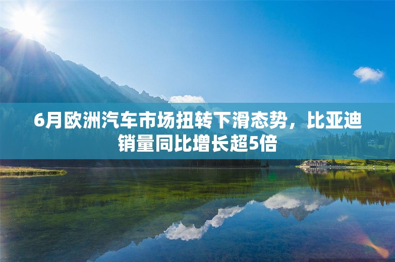 6月欧洲汽车市场扭转下滑态势，比亚迪销量同比增长超5倍