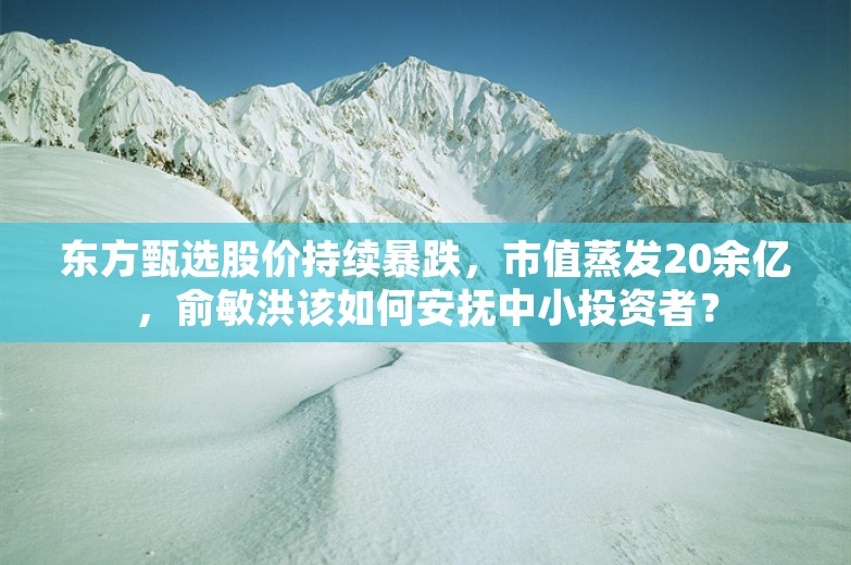 东方甄选股价持续暴跌，市值蒸发20余亿，俞敏洪该如何安抚中小投资者？