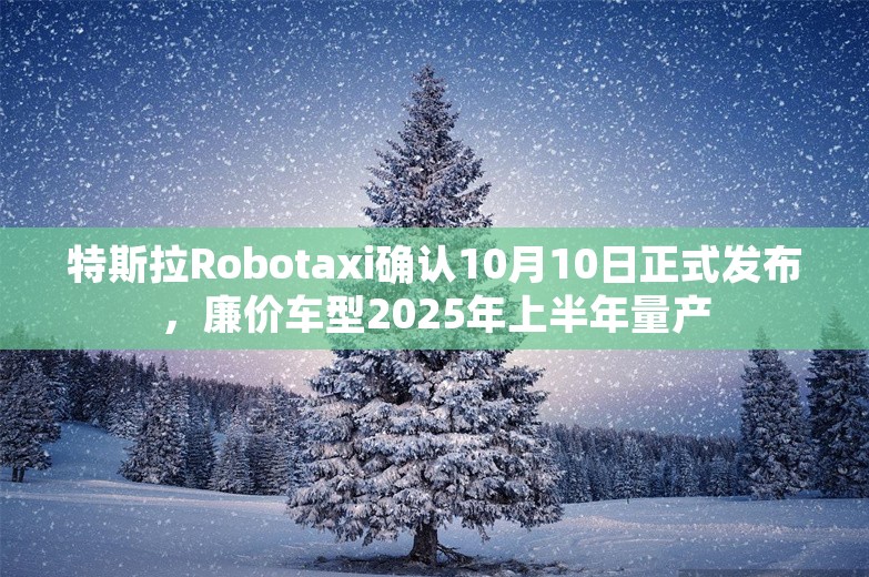 特斯拉Robotaxi确认10月10日正式发布，廉价车型2025年上半年量产