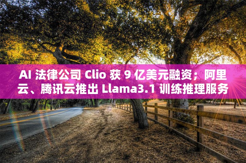 AI 法律公司 Clio 获 9 亿美元融资；阿里云、腾讯云推出 Llama3.1 训练推理服务；可灵国际版上线丨AI科技评论