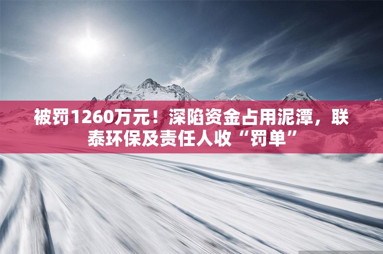 被罚1260万元！深陷资金占用泥潭，联泰环保及责任人收“罚单”