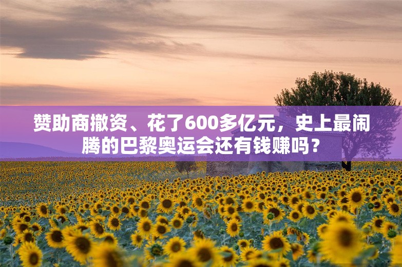 赞助商撤资、花了600多亿元，史上最闹腾的巴黎奥运会还有钱赚吗？