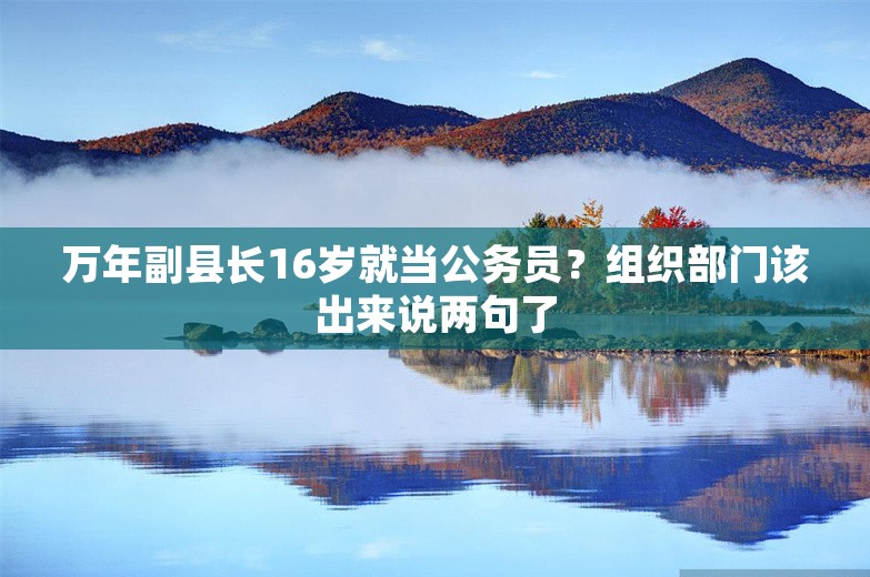 万年副县长16岁就当公务员？组织部门该出来说两句了