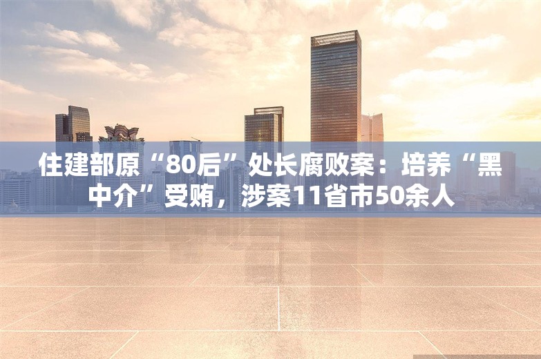 住建部原“80后”处长腐败案：培养“黑中介”受贿，涉案11省市50余人