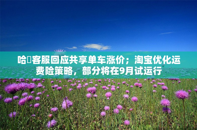 哈啰客服回应共享单车涨价；淘宝优化运费险策略，部分将在9月试运行