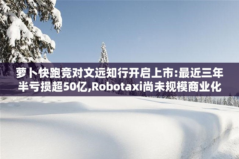 萝卜快跑竞对文远知行开启上市:最近三年半亏损超50亿,Robotaxi尚未规模商业化