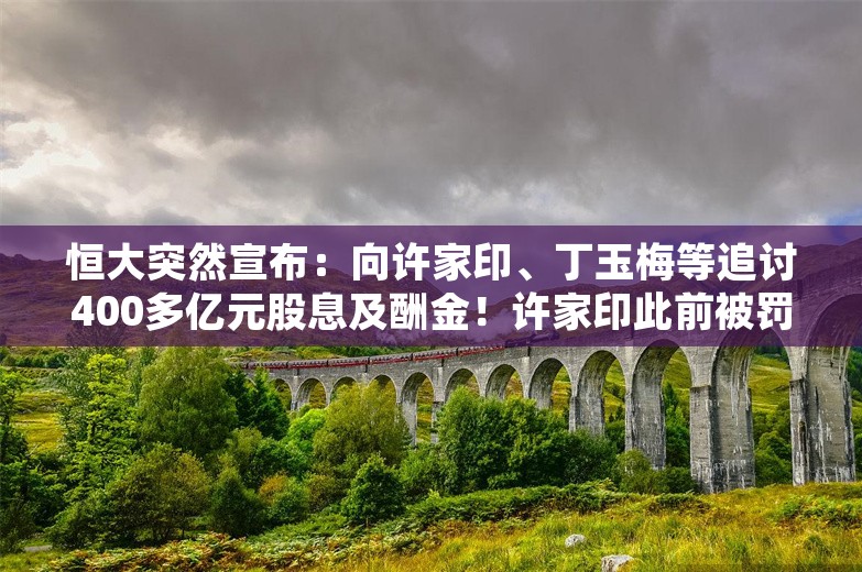 恒大突然宣布：向许家印、丁玉梅等追讨400多亿元股息及酬金！许家印此前被罚4700万元，名下豪宅被打折出售