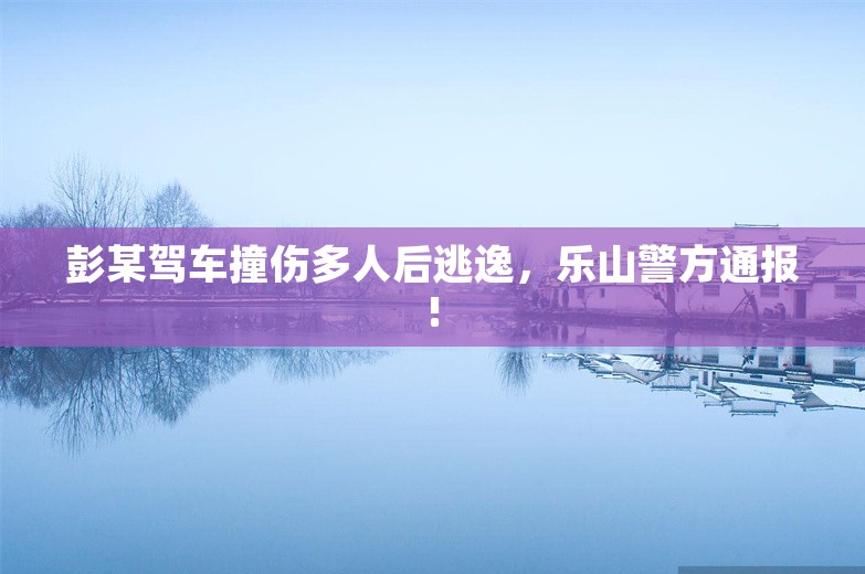 彭某驾车撞伤多人后逃逸，乐山警方通报!