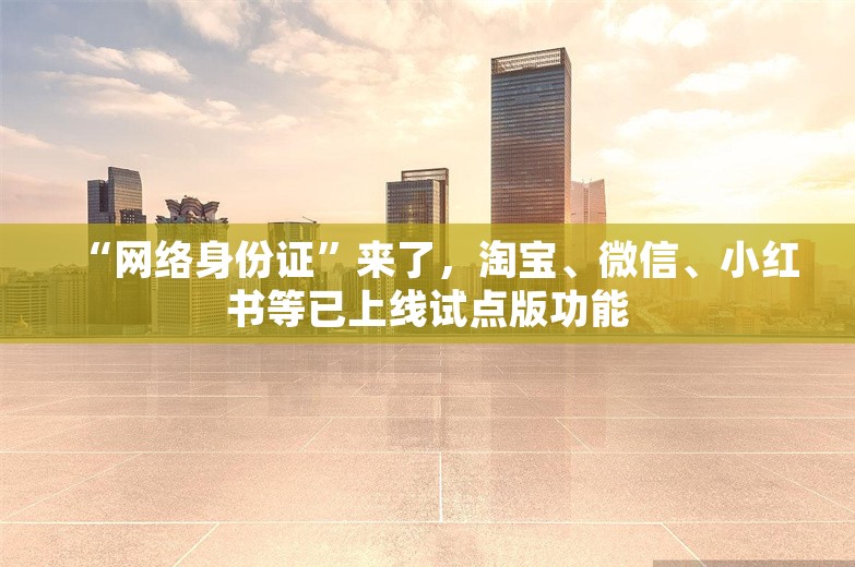 “网络身份证”来了，淘宝、微信、小红书等已上线试点版功能