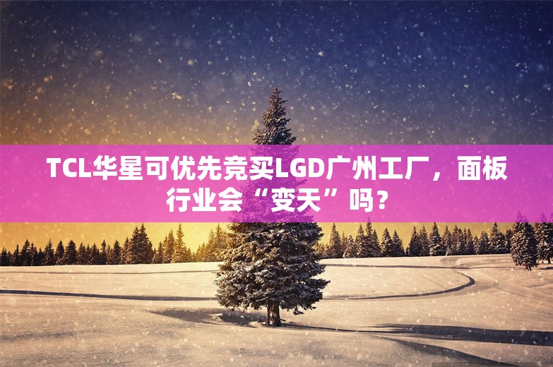 TCL华星可优先竞买LGD广州工厂，面板行业会“变天”吗？