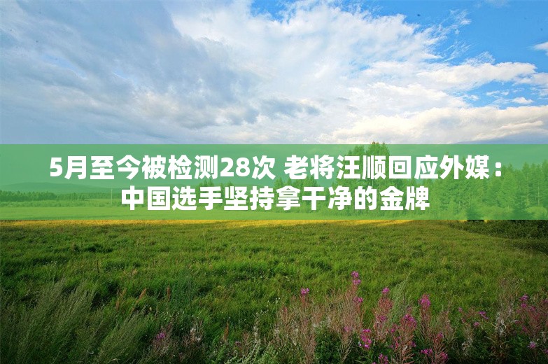 5月至今被检测28次 老将汪顺回应外媒：中国选手坚持拿干净的金牌