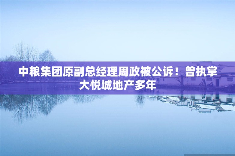 中粮集团原副总经理周政被公诉！曾执掌大悦城地产多年