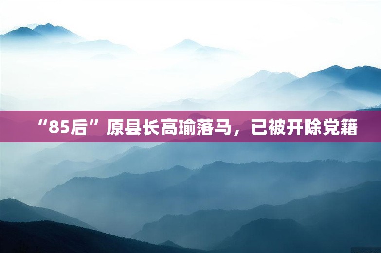 “85后”原县长高瑜落马，已被开除党籍