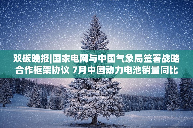 双碳晚报|国家电网与中国气象局签署战略合作框架协议 7月中国动力电池销量同比增长19%