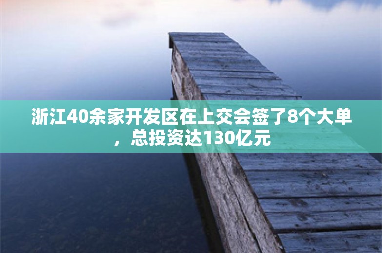 浙江40余家开发区在上交会签了8个大单，总投资达130亿元