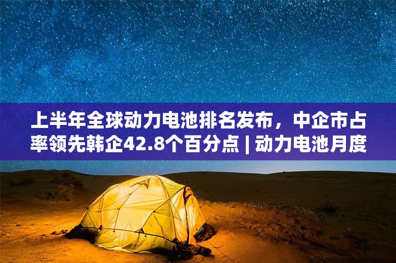 上半年全球动力电池排名发布，中企市占率领先韩企42.8个百分点 | 动力电池月度排名⑮