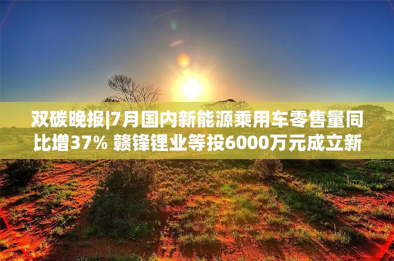 双碳晚报|7月国内新能源乘用车零售量同比增37% 赣锋锂业等投6000万元成立新公司