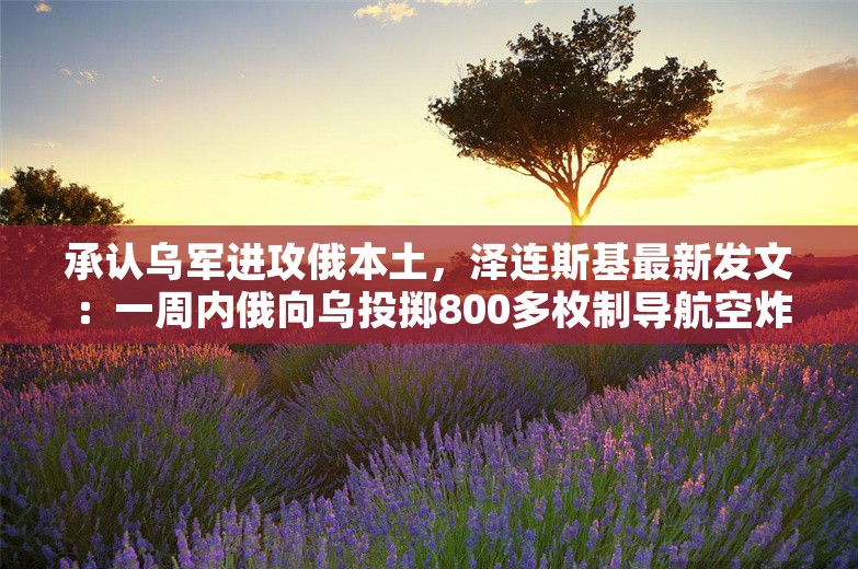 承认乌军进攻俄本土，泽连斯基最新发文：一周内俄向乌投掷800多枚制导航空炸弹