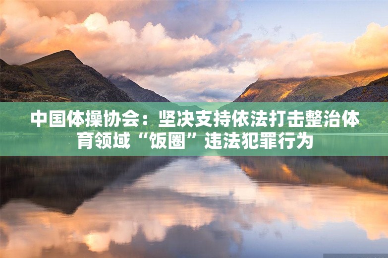 中国体操协会：坚决支持依法打击整治体育领域“饭圈”违法犯罪行为