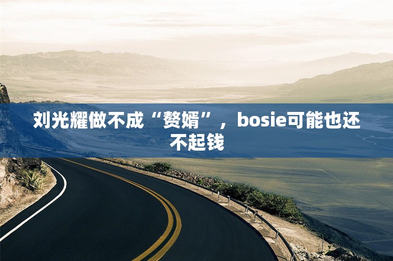 刘光耀做不成“赘婿”，bosie可能也还不起钱