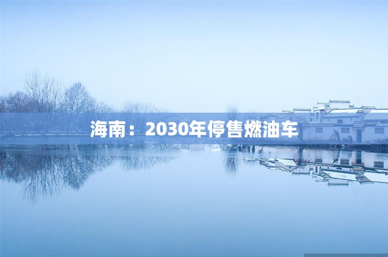 海南：2030年停售燃油车