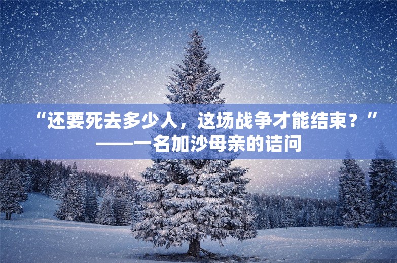 “还要死去多少人，这场战争才能结束？”——一名加沙母亲的诘问