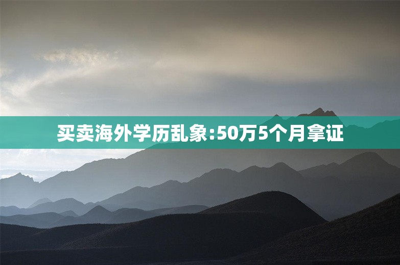 买卖海外学历乱象:50万5个月拿证