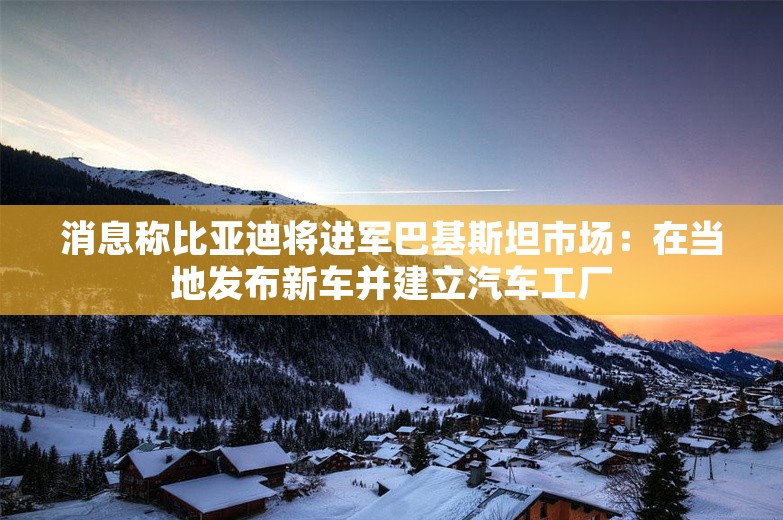 消息称比亚迪将进军巴基斯坦市场：在当地发布新车并建立汽车工厂