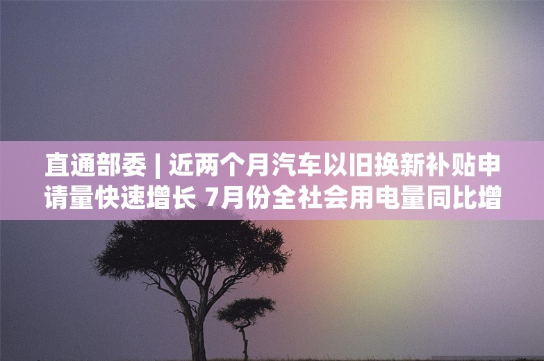 直通部委 | 近两个月汽车以旧换新补贴申请量快速增长 7月份全社会用电量同比增长5.7%