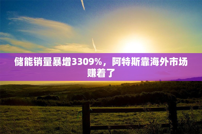 储能销量暴增3309%，阿特斯靠海外市场赚着了