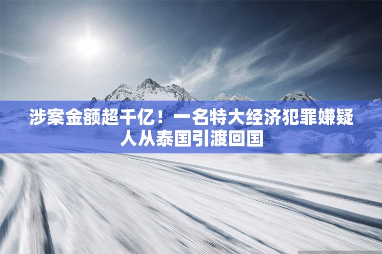 涉案金额超千亿！一名特大经济犯罪嫌疑人从泰国引渡回国