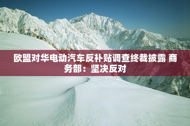 欧盟对华电动汽车反补贴调查终裁披露 商务部：坚决反对