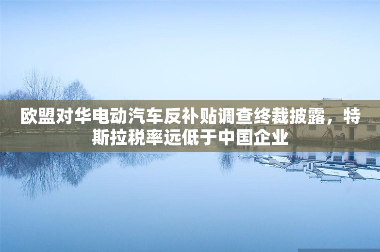 欧盟对华电动汽车反补贴调查终裁披露，特斯拉税率远低于中国企业