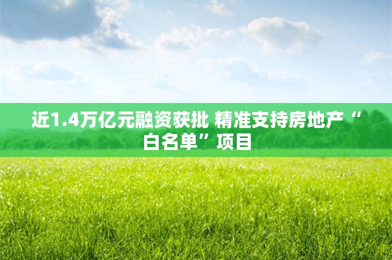 近1.4万亿元融资获批 精准支持房地产“白名单”项目