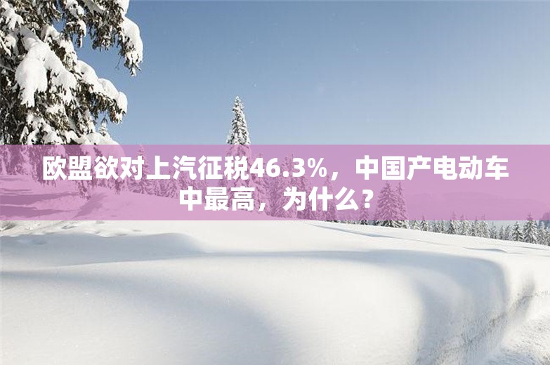 欧盟欲对上汽征税46.3%，中国产电动车中最高，为什么？