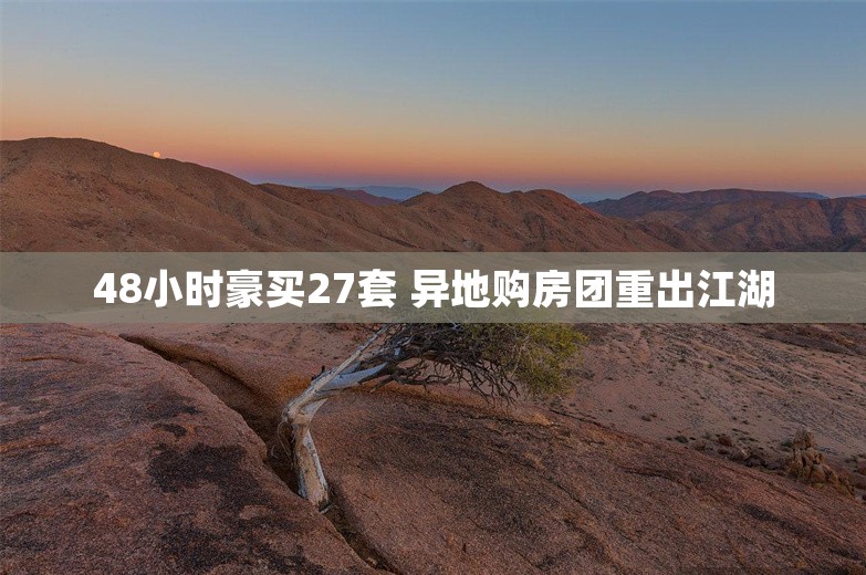 48小时豪买27套 异地购房团重出江湖