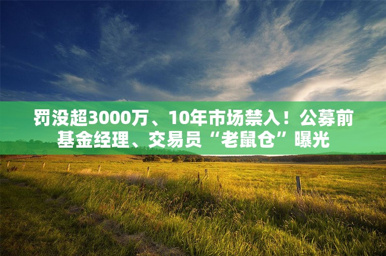 罚没超3000万、10年市场禁入！公募前基金经理、交易员“老鼠仓”曝光