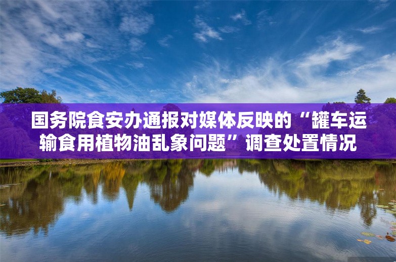 国务院食安办通报对媒体反映的“罐车运输食用植物油乱象问题”调查处置情况