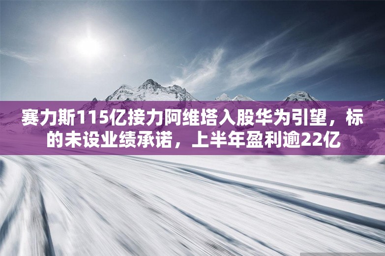 赛力斯115亿接力阿维塔入股华为引望，标的未设业绩承诺，上半年盈利逾22亿