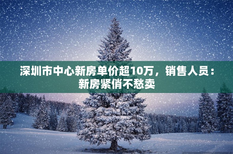 深圳市中心新房单价超10万，销售人员：新房紧俏不愁卖