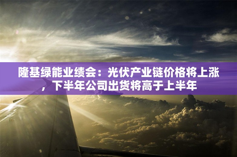 隆基绿能业绩会：光伏产业链价格将上涨，下半年公司出货将高于上半年