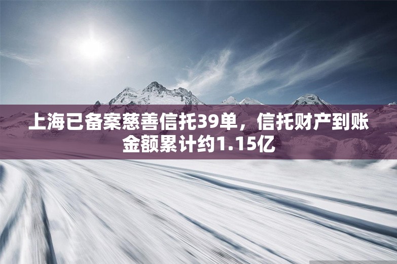 上海已备案慈善信托39单，信托财产到账金额累计约1.15亿