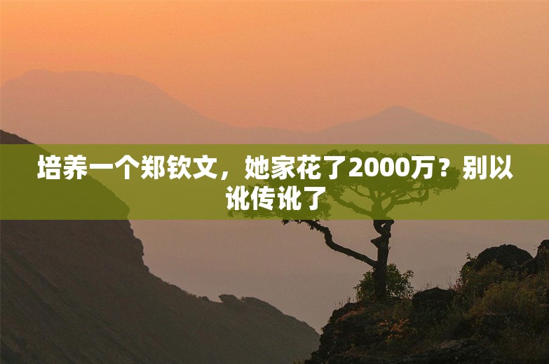 培养一个郑钦文，她家花了2000万？别以讹传讹了