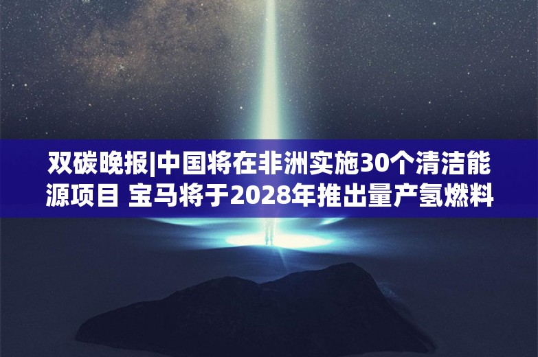 双碳晚报|中国将在非洲实施30个清洁能源项目 宝马将于2028年推出量产氢燃料电池车