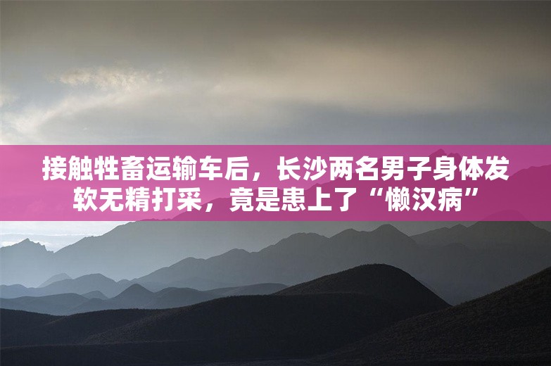 接触牲畜运输车后，长沙两名男子身体发软无精打采，竟是患上了“懒汉病”