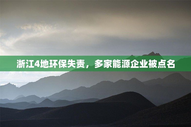 浙江4地环保失责，多家能源企业被点名