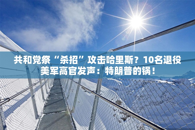 共和党祭“杀招”攻击哈里斯？10名退役美军高官发声：特朗普的锅！