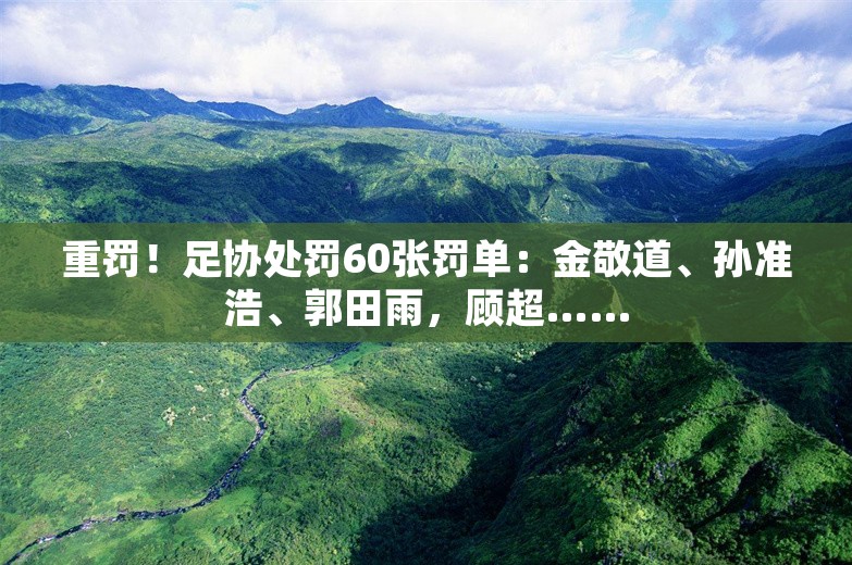 重罚！足协处罚60张罚单：金敬道、孙准浩、郭田雨，顾超……