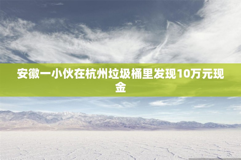 安徽一小伙在杭州垃圾桶里发现10万元现金